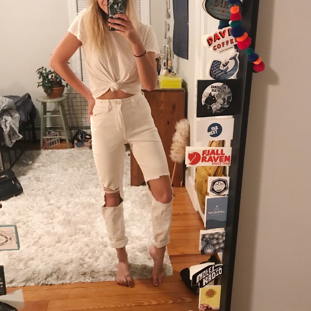 Hollister distressed mom jeans